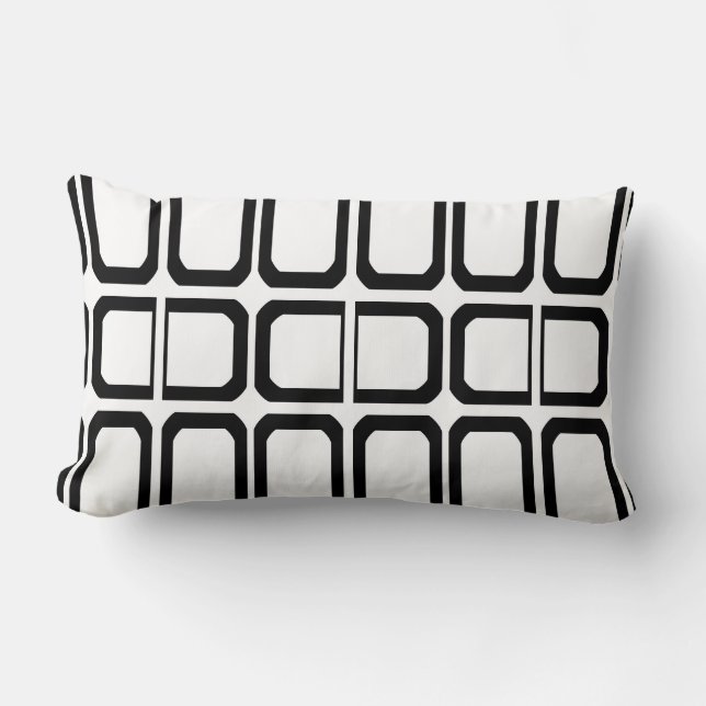 Black and White Geometric Pattern Lumbar Cushion (Front)
