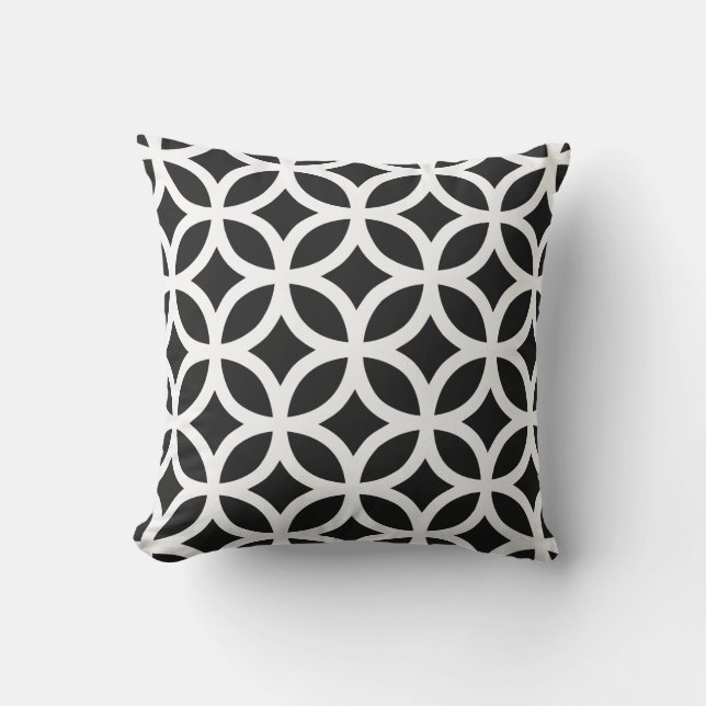 Black and White Geometric Pattern Outdoor Pillows (Front)
