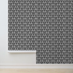 Black and white geometric pattern peel and stick wallpaper