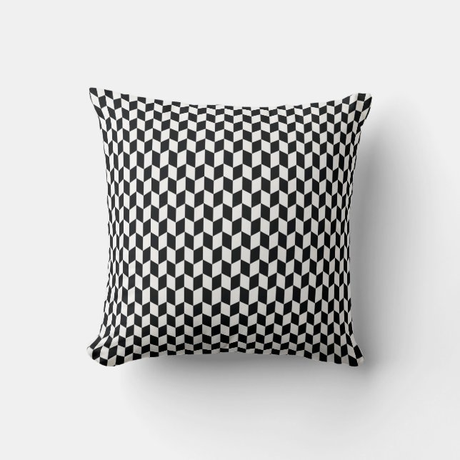 Black and White Geometric Pattern Pillow (Front)