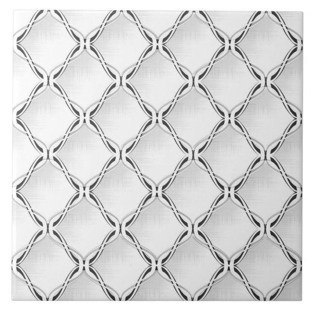 Black and white geometric pattern. tile (Front)