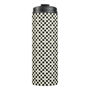 Black and White Geometric Pattern with Circles Thermal Tumbler