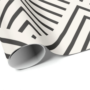 Black and white geometric pattern with overlapping wrapping paper