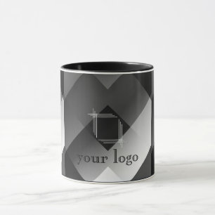 Black and white geometric personalized mug