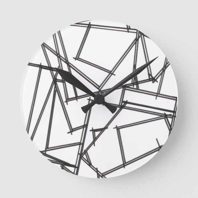 Black And White Geometric Round Clock (Front)