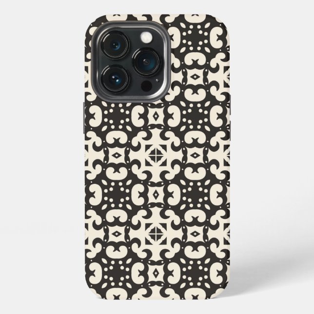 Black and White Geometric Seamless Pattern  iPhone Case (Back)