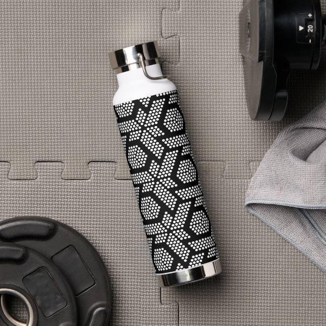 Black And White Geometric Shapes Pattern Water Bottle (Gym)