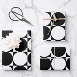 black and white geometric shapes wrapping paper sheet
