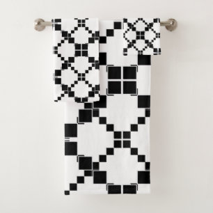 Black and white, geometric , simple , fashionable  bath towel set