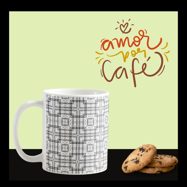 Black and White Geometric Squares Pattern Coffee Mug (Creator Uploaded)