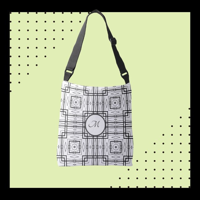 Black and White Geometric Squares Shoulder or Crossbody Bag (Creator Uploaded)