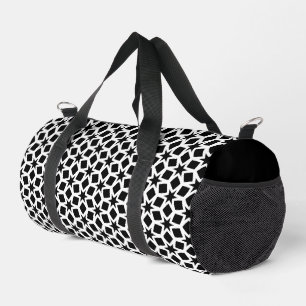 Black and White Geometric Star Pattern Duffle Bag