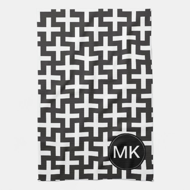 Black and White Geometric Tea Towel (Vertical)