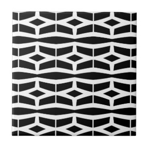Black and white geometric trellis pattern tile