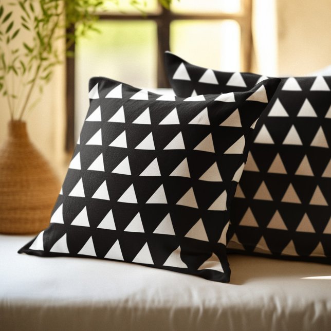 Black and White Geometric Triangle Pattern Cushion (Creator Uploaded)