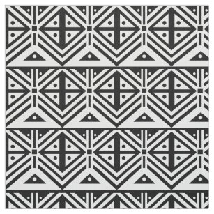 Black and White Geometric Tribal Pattern Fabric