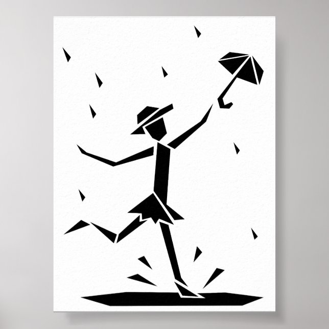 Black and White Geometric Umbrella Figure Poster (Front)