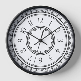 Black and White Geometric Wall Clock