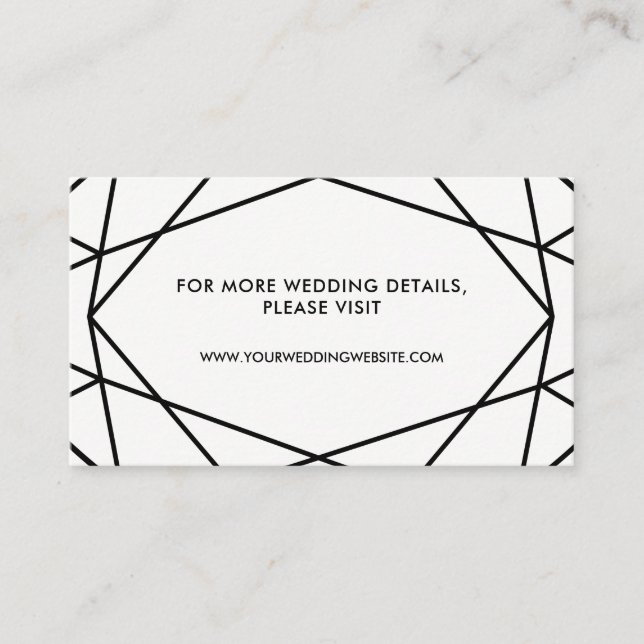 Black and White Geometric Wedding Website Cards (Front)