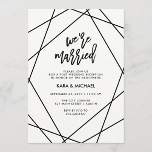 Black and White Geometric We're Married Invitation