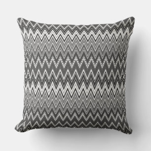Black and white geometric zigzag pattern cushion