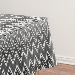 Black and white geometric zigzag pattern tablecloth