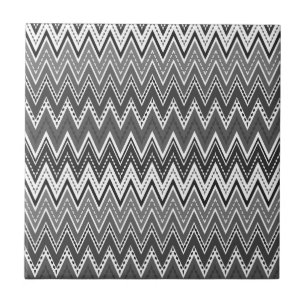Black and white geometric zigzag pattern tile
