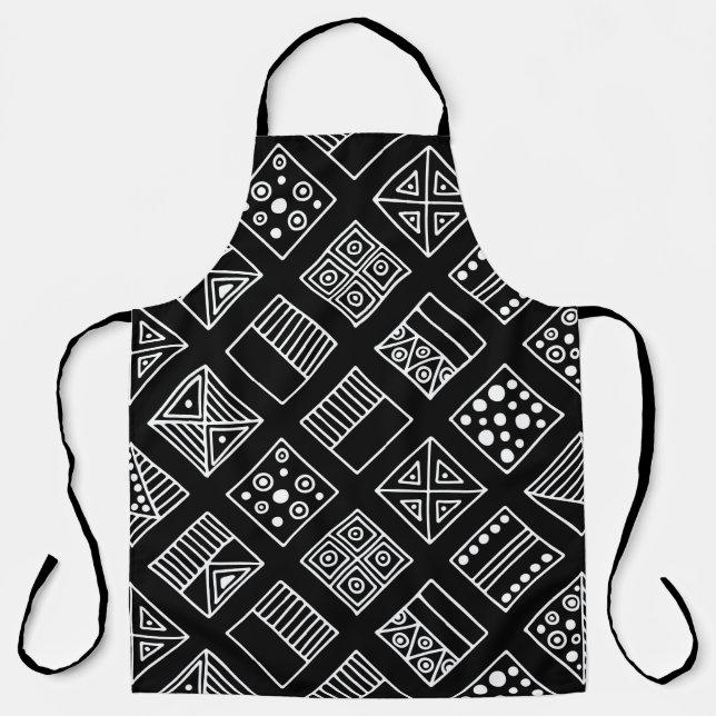Black and white geometrical background with hand d apron (Front)