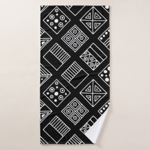 Black and white geometrical background with hand d bath towel