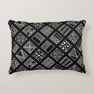 Black and white geometrical background with hand d decorative cushion
