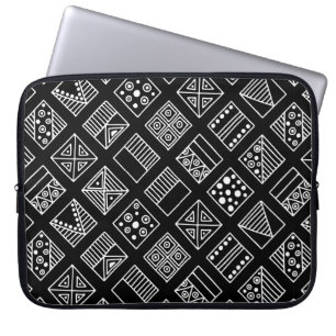 Black and white geometrical background with hand d laptop sleeve