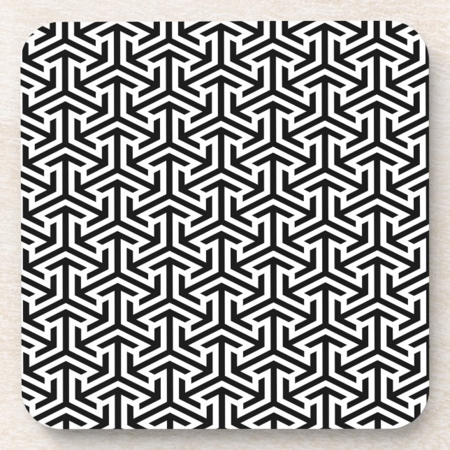 black and white geometrical modern pattern coaster (Front)