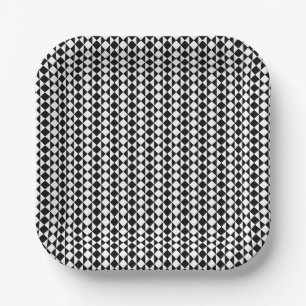 Black and white geometrical pattern paper plate