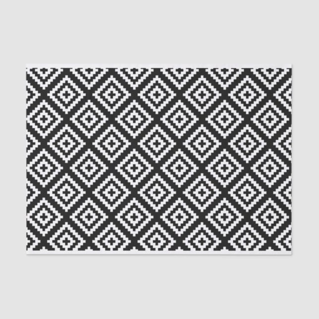 Black and White Geometrical Tribal Pattern Tissue Paper (Front)