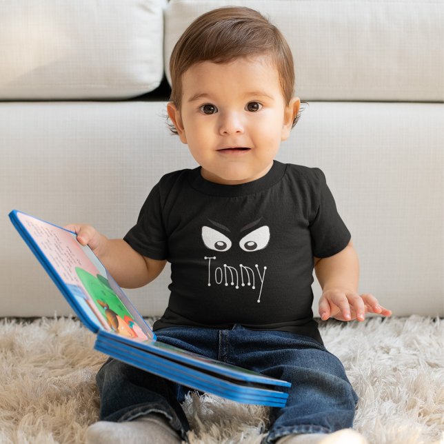 Black and White Ghost Halloween Custom Toddler T-Shirt (Halloween spooky ghost eyes custom baby t shirt.)