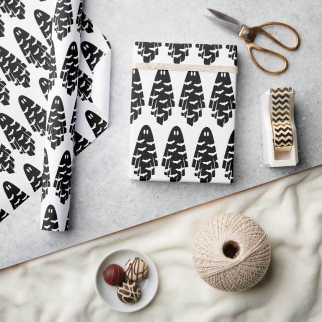Black and White Ghost Wrapping Paper (Crafts)