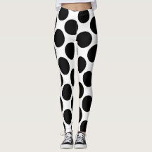 Black and white giant polka dot leggings
