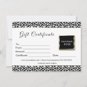 black and white gift certificate