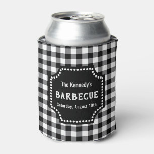 Black And White Gingham BBQ Can Cooler