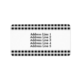 Black and White Gingham Check Plaid Pattern Label