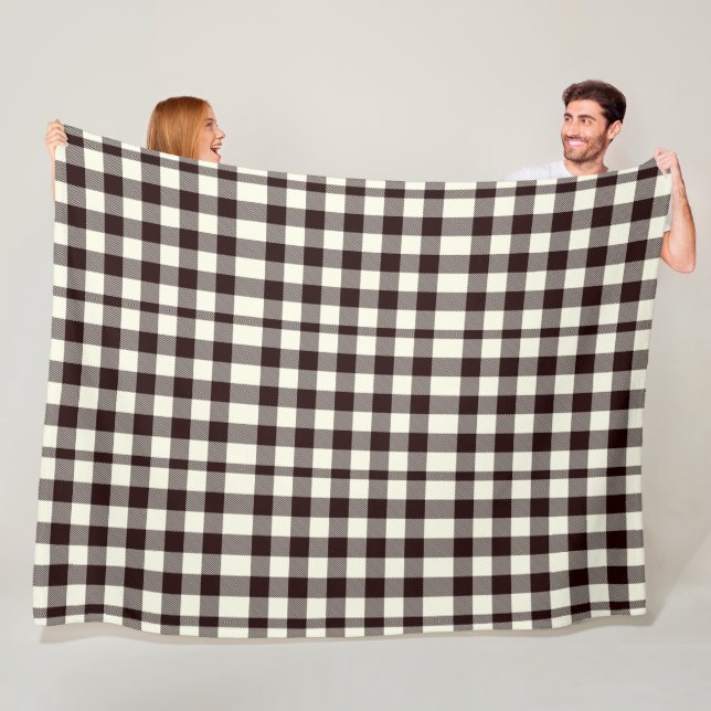 Black and White Gingham Classic Modern Fleece Blanket (In Situ)