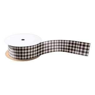 Black and White Gingham Classic Modern Satin Ribbon