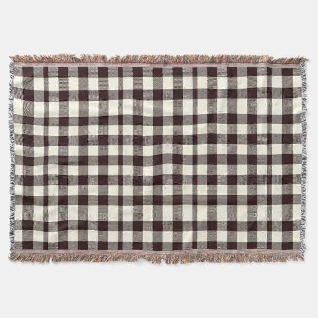Black and White Gingham Classic Modern  Throw Blanket (Front)