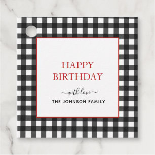 Black and white Gingham Happy Birthday gift tags
