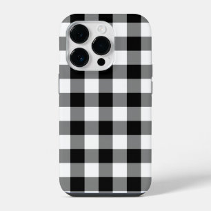 Black and White Gingham Pattern iPhone 14 Pro Case