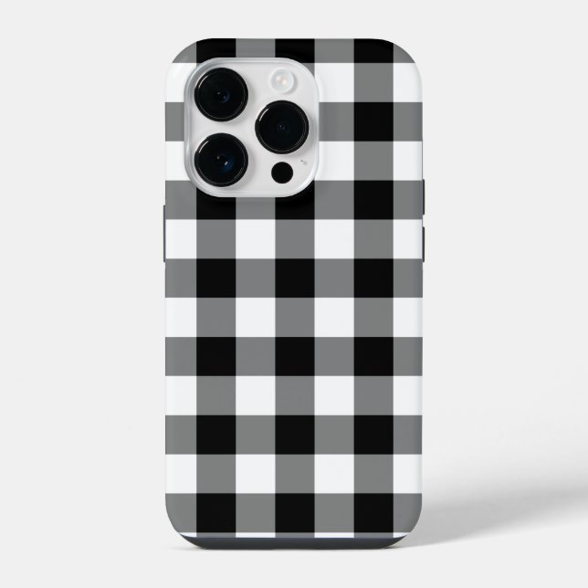 Black and White Gingham Pattern iPhone Case (Back)