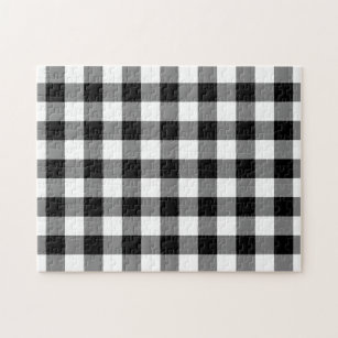 Black and White Gingham Pattern Jigsaw Puzzle