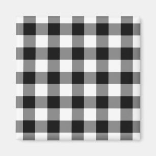 Black and White Gingham Pattern Magnet