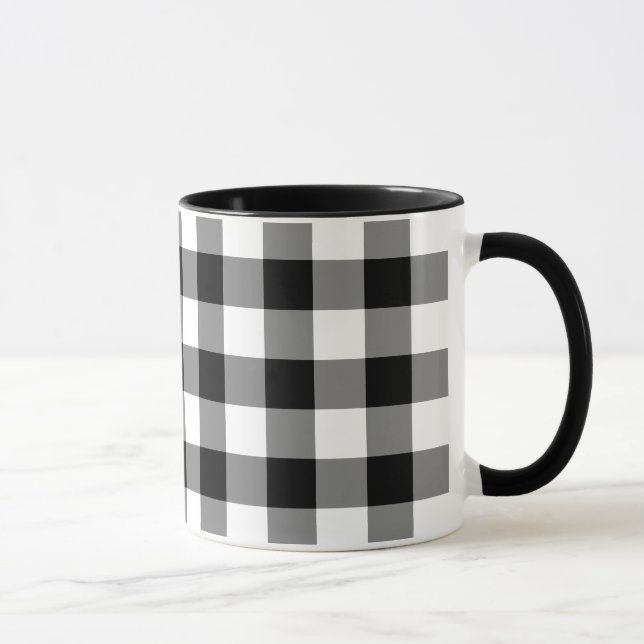 Black and White Gingham Pattern Mug (Right)