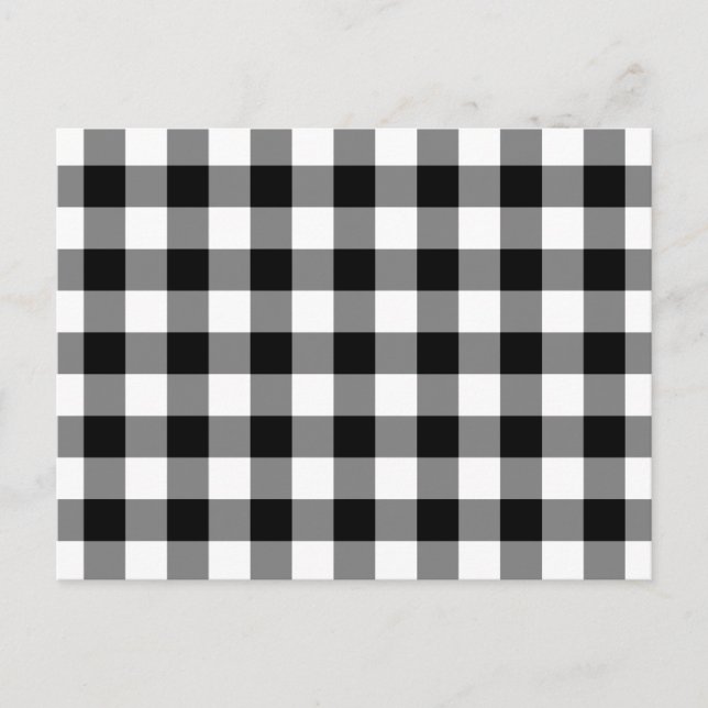 Black and White Gingham Pattern Postcard (Front)